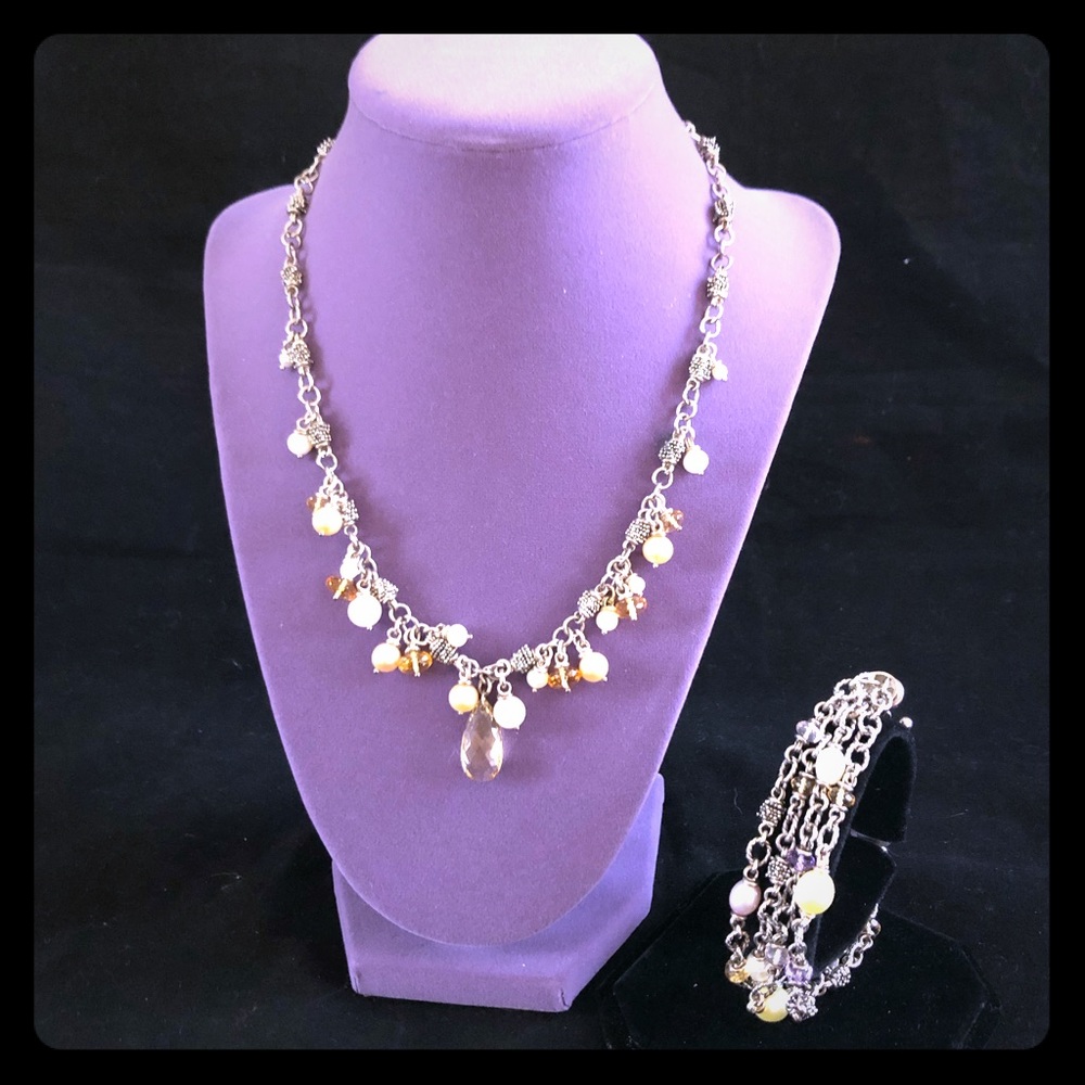 Michael Dawkins Pearl /Citrine Necklace & Bracelet